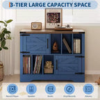Meuble de rangement pour disques vinyles de ferme 39" – Meuble de lecture en bois avec 2 portes de grange pour le salon