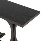 Console de ferme de 151,9 cm – Dessus en placage de chêne avec pieds incurvés minces en bois d'hévéa, noir