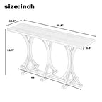 Console de ferme de 151,9 cm – Dessus en placage de chêne avec pieds incurvés minces en bois d'hévéa, noir