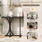Console de ferme de 151,9 cm – Dessus en placage de chêne avec pieds incurvés minces en bois d'hévéa, noir