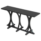 Console de ferme de 151,9 cm – Dessus en placage de chêne avec pieds incurvés minces en bois d'hévéa, noir