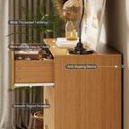 Commode à 5 tiroirs cannelés de 121,2 cm de haut – Chêne naturel, poignées dorées, anti-basculement, rangement de chambre étanche