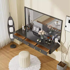 Floating Shelf with Drawer Multi-Purpose Wall-Mounted Vanity Table Cosmetic Mounted Desk Floating Table Make Up Desk for Bedroom Bathroom Black