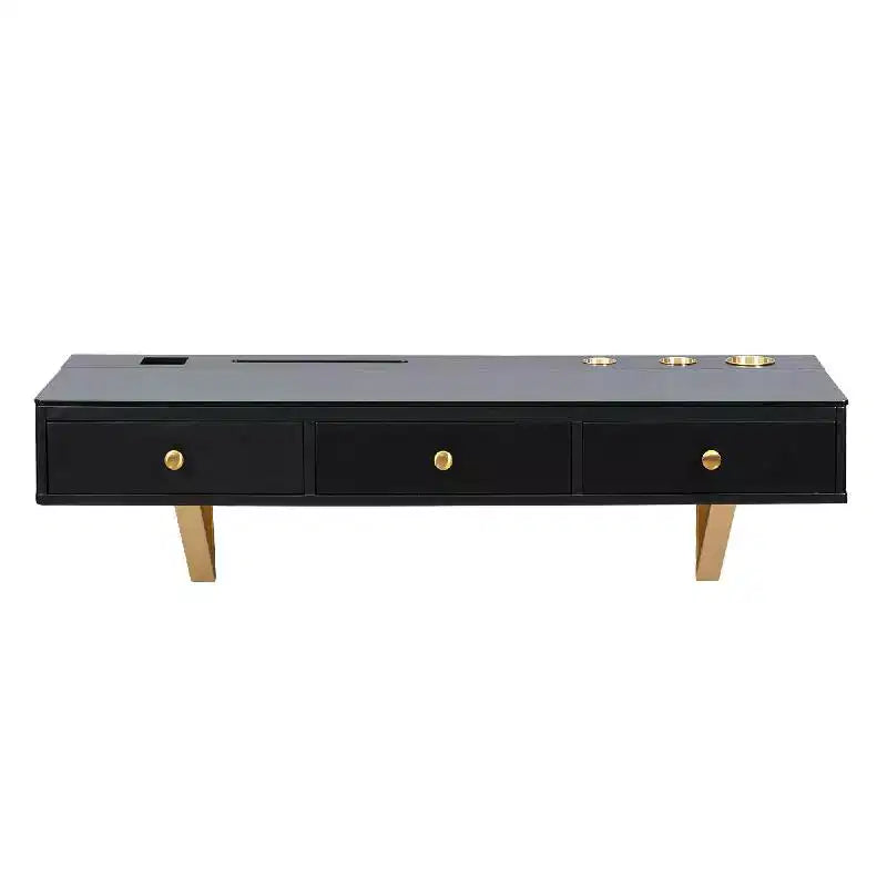 Coiffeuse murale flottante avec tiroir – Meuble de maquillage polyvalent pour chambre et salle de bain, Noir