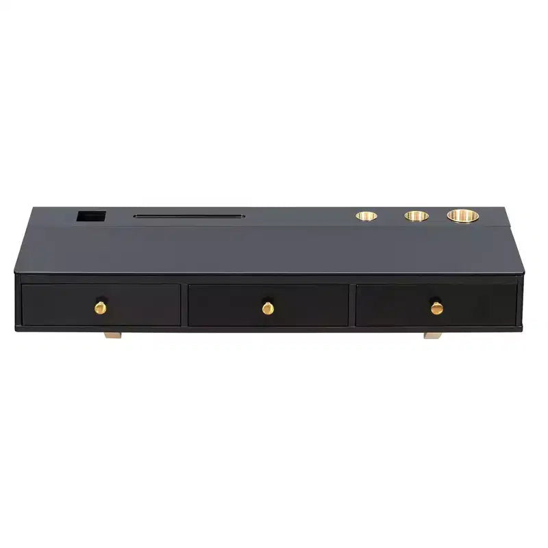 Coiffeuse murale flottante avec tiroir – Meuble de maquillage polyvalent pour chambre et salle de bain, Noir