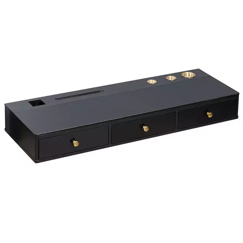 Coiffeuse murale flottante avec tiroir – Meuble de maquillage polyvalent pour chambre et salle de bain, Noir