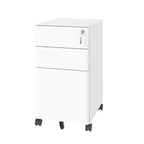Meuble de rangement mobile à 3 tiroirs avec serrure – Entièrement en acier anti-basculement, blanc, convient aux formats A4/Letter pour le bureau et la maison