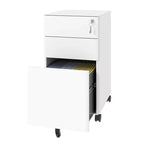 Meuble de rangement mobile à 3 tiroirs avec serrure – Entièrement en acier anti-basculement, blanc, convient aux formats A4/Letter pour le bureau et la maison