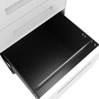 Meuble de rangement mobile à 3 tiroirs avec serrure – Entièrement en acier anti-basculement, blanc, convient aux formats A4/Letter pour le bureau et la maison