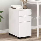 Meuble de rangement mobile à 3 tiroirs avec serrure – Entièrement en acier anti-basculement, blanc, convient aux formats A4/Letter pour le bureau et la maison