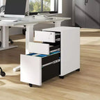 Meuble de rangement mobile à 3 tiroirs avec serrure – Entièrement en acier anti-basculement, blanc, convient aux formats A4/Letter pour le bureau et la maison