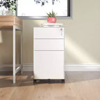 Meuble de rangement mobile à 3 tiroirs avec serrure – Entièrement en acier anti-basculement, blanc, convient aux formats A4/Letter pour le bureau et la maison