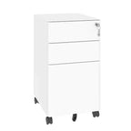 Meuble de rangement mobile à 3 tiroirs avec serrure – Entièrement en acier anti-basculement, blanc, convient aux formats A4/Letter pour le bureau et la maison