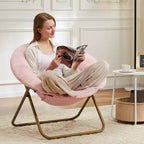 Fauteuil rond en fausse fourrure – Fauteuil rond confortable de taille adulte pour chambre et salon