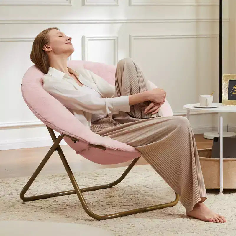 Fauteuil rond en fausse fourrure – Fauteuil rond confortable de taille adulte pour chambre et salon