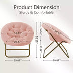 Fauteuil rond en fausse fourrure – Fauteuil rond confortable de taille adulte pour chambre et salon