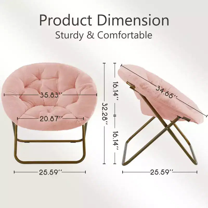 Fauteuil rond en fausse fourrure – Fauteuil rond confortable de taille adulte pour chambre et salon