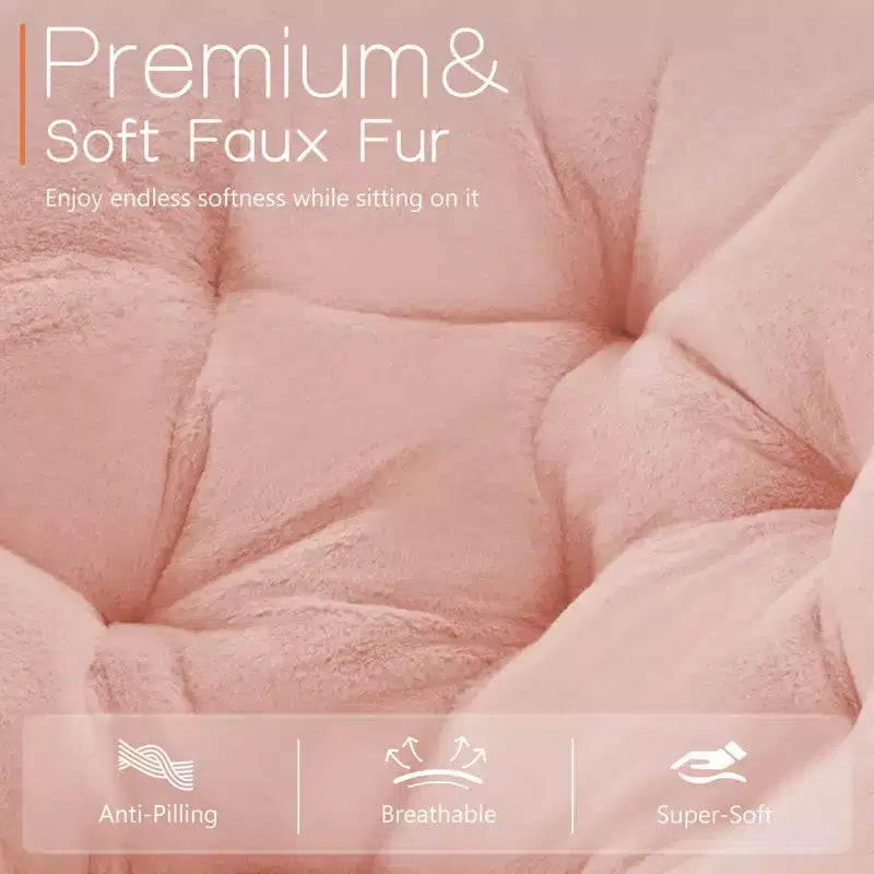 Fauteuil rond en fausse fourrure – Fauteuil rond confortable de taille adulte pour chambre et salon