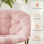 Fauteuil rond en fausse fourrure – Fauteuil rond confortable de taille adulte pour chambre et salon