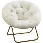 Fauteuil rond en fausse fourrure – Fauteuil rond confortable de taille adulte pour chambre et salon