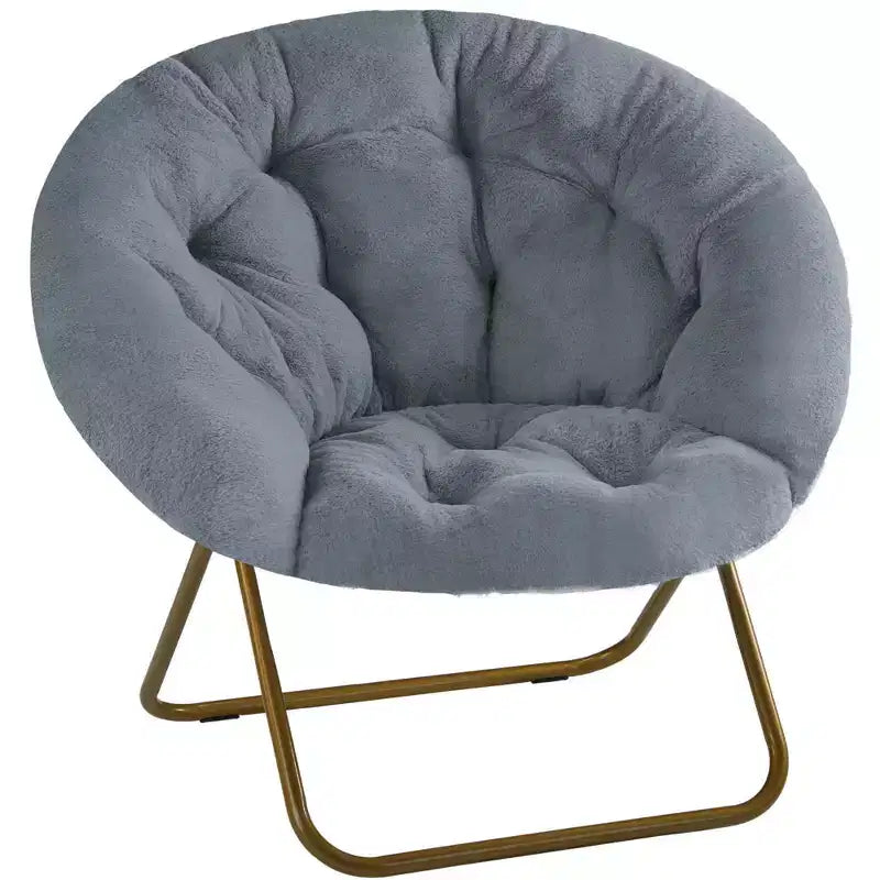 Fauteuil rond en fausse fourrure – Fauteuil rond confortable de taille adulte pour chambre et salon
