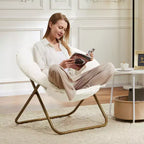 Fauteuil rond en fausse fourrure – Fauteuil rond confortable de taille adulte pour chambre et salon