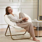 Fauteuil rond en fausse fourrure – Fauteuil rond confortable de taille adulte pour chambre et salon
