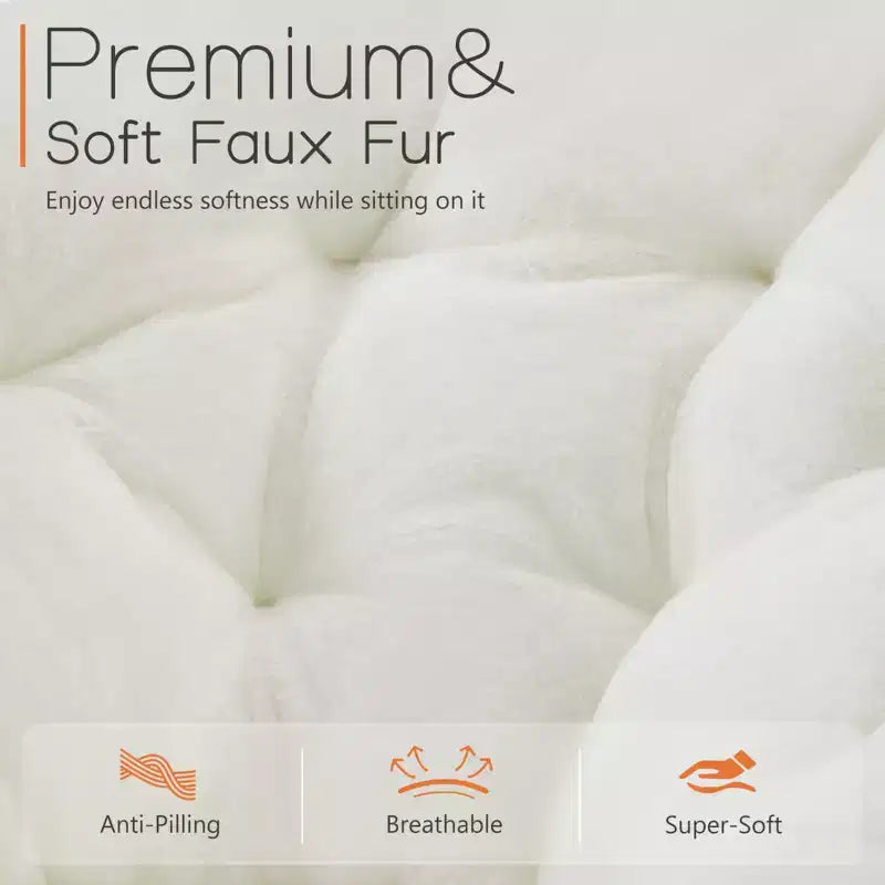 Fauteuil rond en fausse fourrure – Fauteuil rond confortable de taille adulte pour chambre et salon