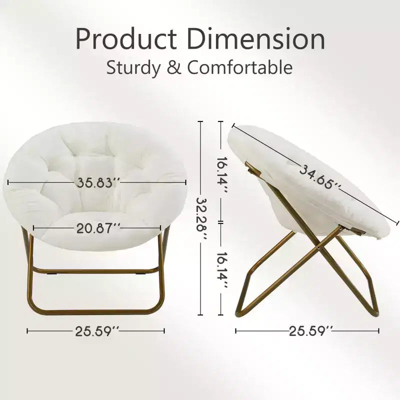Fauteuil rond en fausse fourrure – Fauteuil rond confortable de taille adulte pour chambre et salon