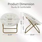 Fauteuil rond en fausse fourrure – Fauteuil rond confortable de taille adulte pour chambre et salon