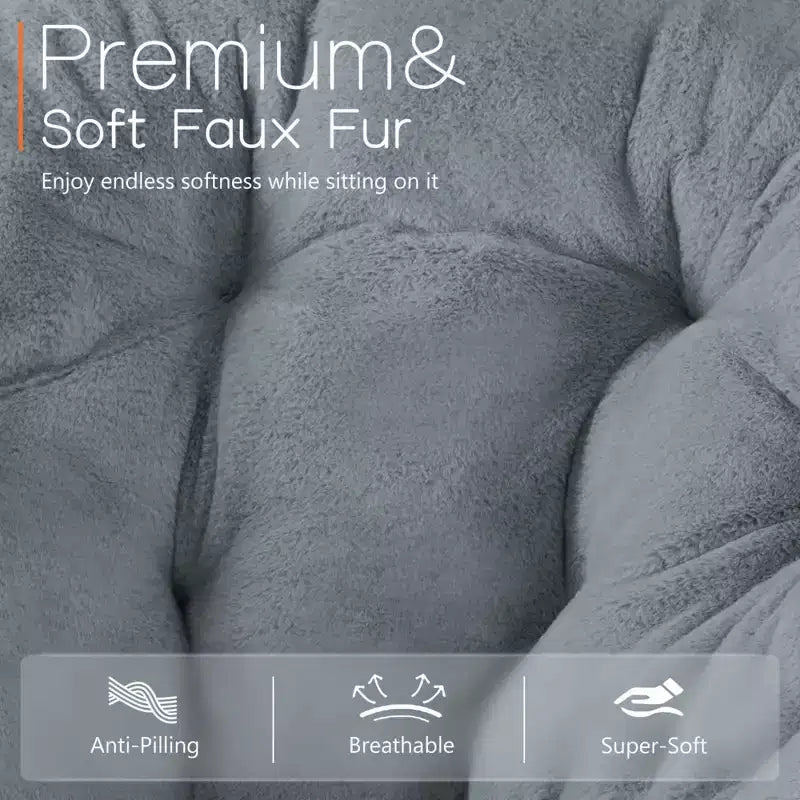 Fauteuil rond en fausse fourrure – Fauteuil rond confortable de taille adulte pour chambre et salon