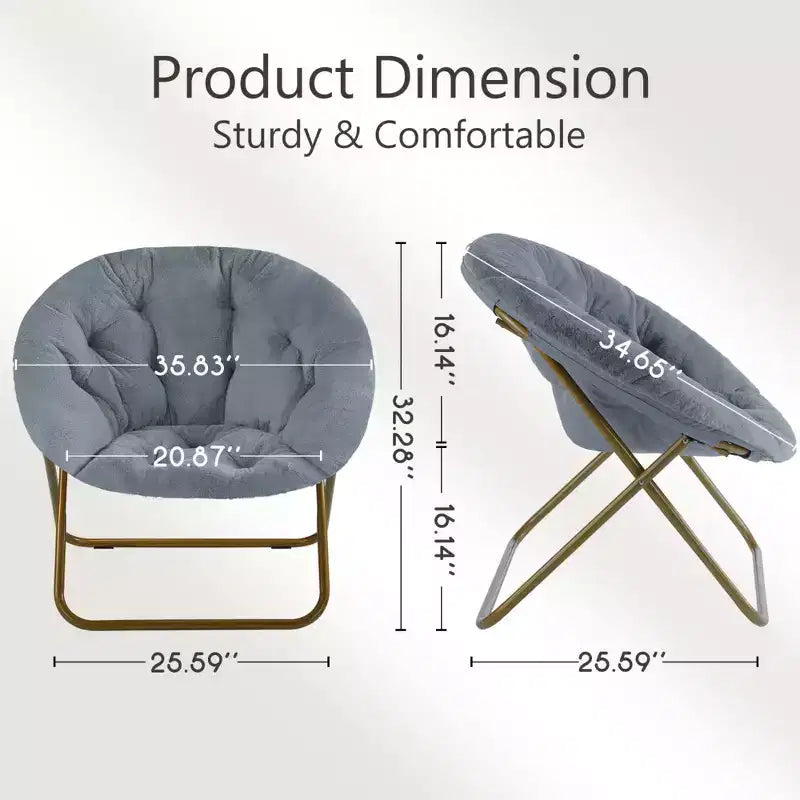 Fauteuil rond en fausse fourrure – Fauteuil rond confortable de taille adulte pour chambre et salon