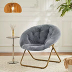 Zeus & Ruta Comfortable Faux Fur Disc Accent Chair - Adult-Size for Bedroom & Living Room