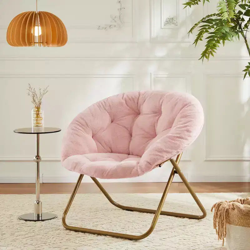 Fauteuil rond en fausse fourrure – Fauteuil rond confortable de taille adulte pour chambre et salon
