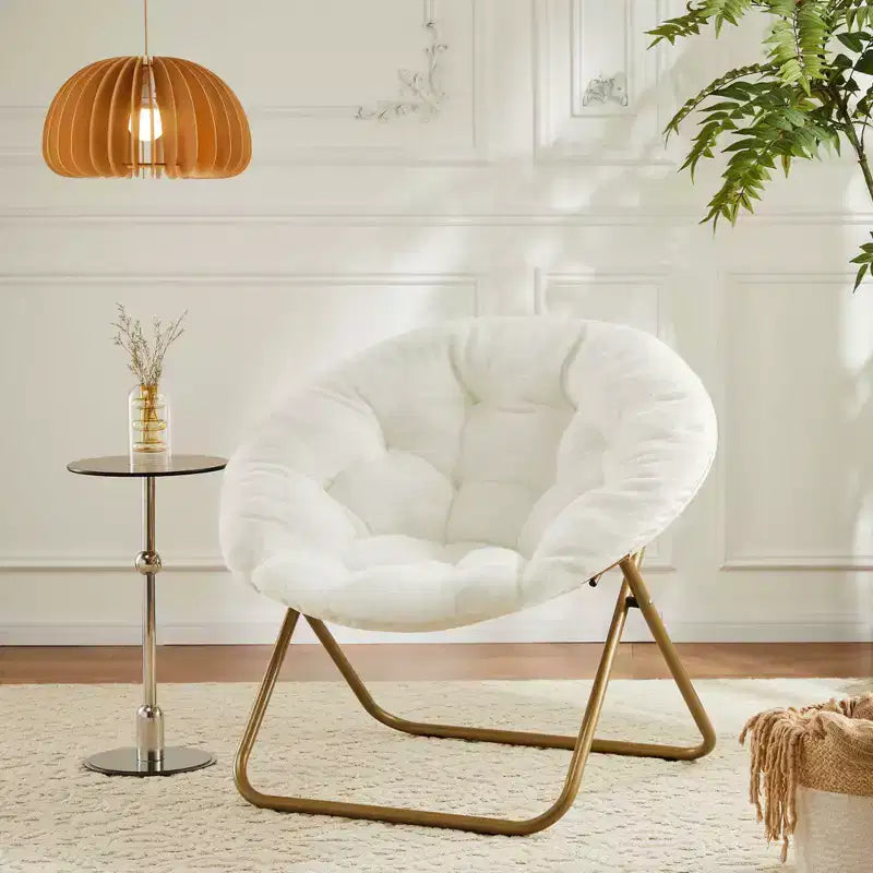 Fauteuil rond en fausse fourrure – Fauteuil rond confortable de taille adulte pour chambre et salon