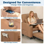 Canapé-Lit Convertible 3-en-1 avec USB et Massage – Inclinable à 110-180°, Porte-Gobelets, 172 kg, Idéal pour Dortoir