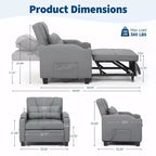 Canapé-Lit Convertible 3-en-1 avec USB et Massage – Inclinable à 110-180°, Porte-Gobelets, 172 kg, Idéal pour Dortoir
