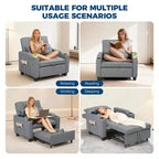 Canapé-Lit Convertible 3-en-1 avec USB et Massage – Inclinable à 110-180°, Porte-Gobelets, 172 kg, Idéal pour Dortoir
