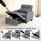 Canapé-Lit Convertible 3-en-1 avec USB et Massage – Inclinable à 110-180°, Porte-Gobelets, 172 kg, Idéal pour Dortoir