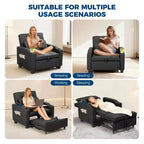 Canapé-Lit Convertible 3-en-1 avec USB et Massage – Inclinable à 110-180°, Porte-Gobelets, 172 kg, Idéal pour Dortoir