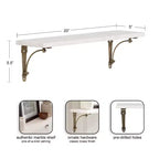 Étagère murale en marbre de 50,8 cm – Étagère flottante décorative blanche et dorée