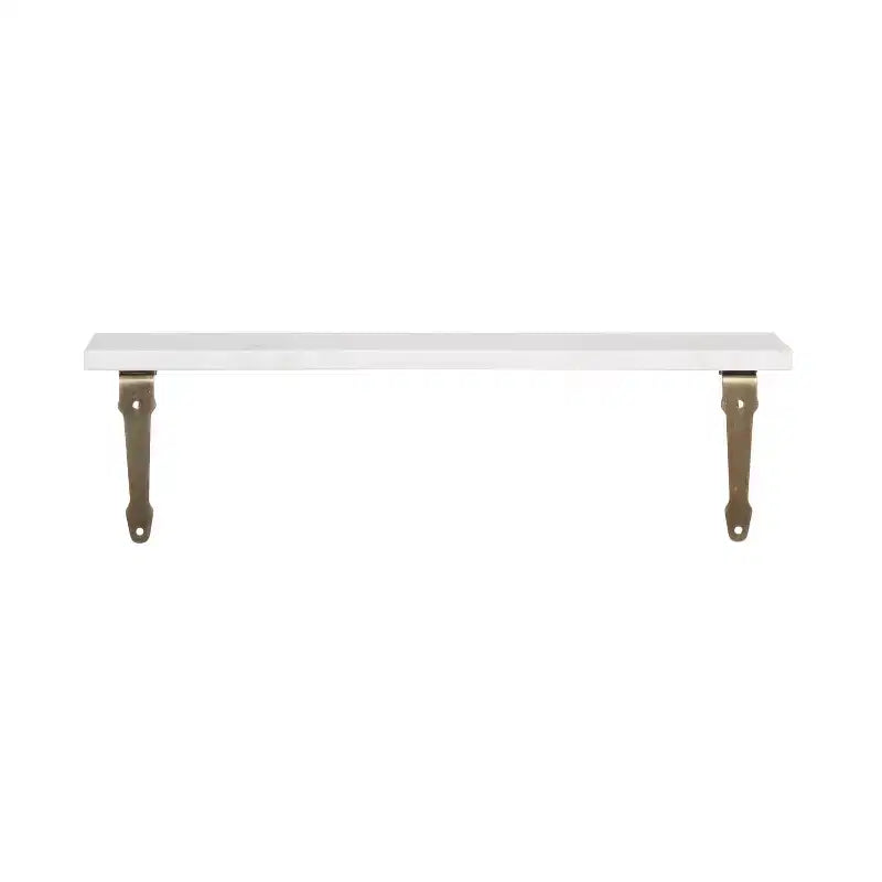 Étagère murale en marbre de 50,8 cm – Étagère flottante décorative blanche et dorée