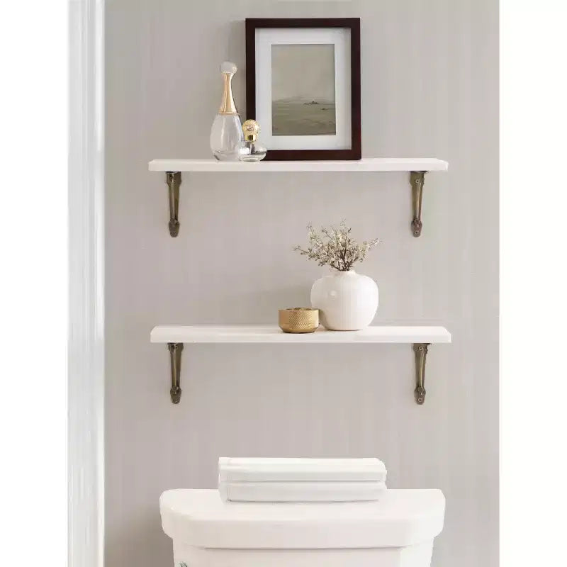 Étagère murale en marbre de 50,8 cm – Étagère flottante décorative blanche et dorée