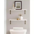 Étagère murale en marbre de 50,8 cm – Étagère flottante décorative blanche et dorée
