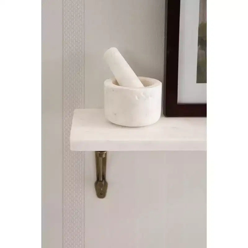 Étagère murale en marbre de 50,8 cm – Étagère flottante décorative blanche et dorée