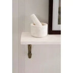 Étagère murale en marbre de 50,8 cm – Étagère flottante décorative blanche et dorée