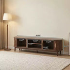 Meuble TV style ferme moderne pour téléviseurs de 75 po – Meuble de divertissement en bois avec placard de rangement pour salon