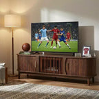 Meuble TV style ferme moderne pour téléviseurs de 75 po – Meuble de divertissement en bois avec placard de rangement pour salon