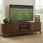Meuble TV style ferme moderne pour téléviseurs de 75 po – Meuble de divertissement en bois avec placard de rangement pour salon