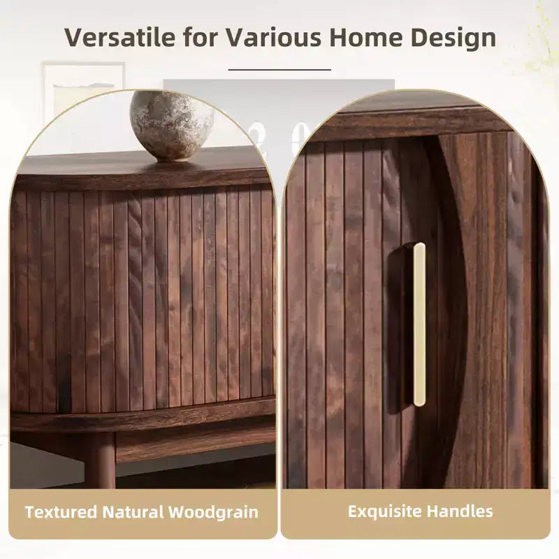 Meuble TV style ferme moderne pour téléviseurs de 75 po – Meuble de divertissement en bois avec placard de rangement pour salon
